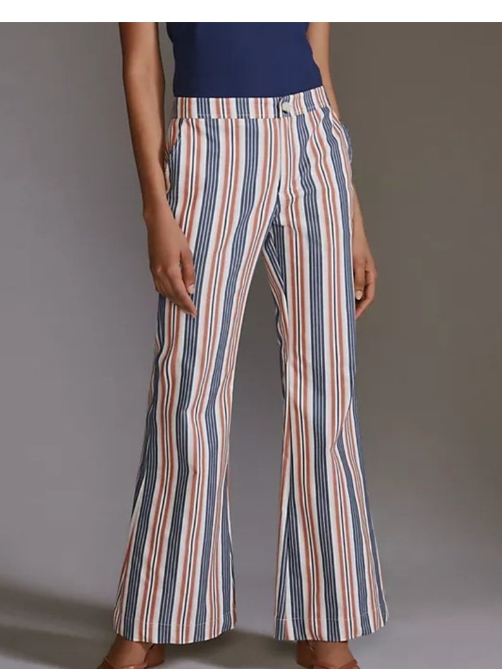 Anthropologie Low-Rise Striped Flare Pants Size 6 excellent - Picture 11 of 13
